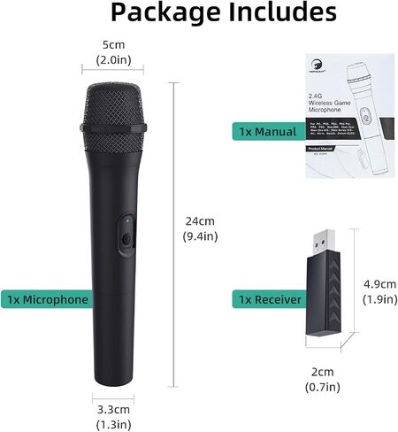ميكروفون ألعاب Mcbazel اللاسلكي USB مكون من قطعتين متوافق مع Xbox Series X/S، PS5، Switch OLED، NS Switch، PC، PS4، PS3، PS2، Xbox One X/S، Xbox One، Xbox 360، Wii in Saudi Arabia
