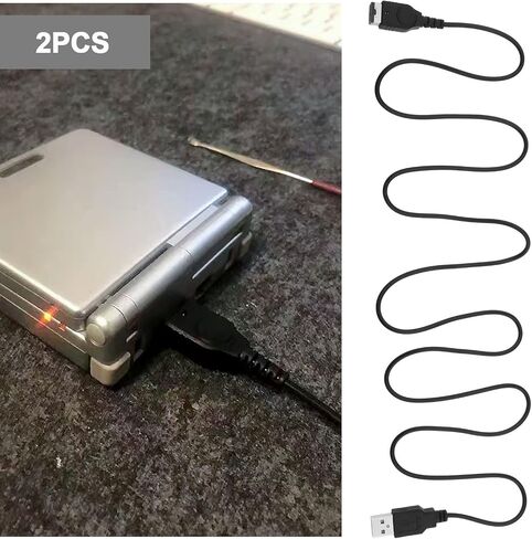 كيبل شحن USB متوافق مع نينتندو ان دي اس/جيم بوي ادفانس اس بي، ملحقات كيبل شحن USB من قطعتين، اسود in Saudi Arabia