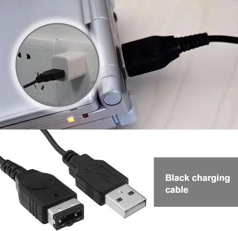 كيبل شحن USB متوافق مع نينتندو ان دي اس/جيم بوي ادفانس اس بي، ملحقات كيبل شحن USB من قطعتين، اسود in Saudi Arabia