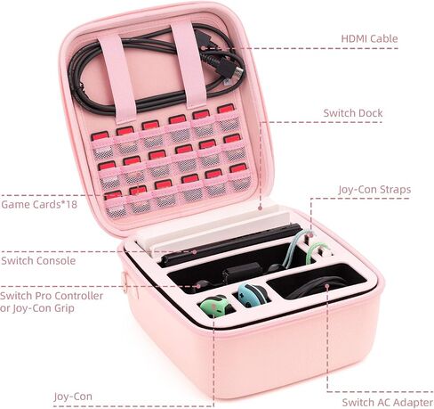 GeekShare Green Cat Paw Case Compatible with Nintendo Switch/OLED, Travel System Case with 18 Game-Card Slots for Switch Console, Pro Controller, Dock and Accessories in Saudi Arabia