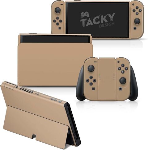تصميم مبتكر كلاسيكي بلون موحد متوافق مع غلاف Nintendo Switch OLED - مجموعة ملصقات OLED من الفينيل 3M لجهاز Nintendo Switch - لون بسيط لوحدة التحكم، وDock، وJoy Con - ملصق ملتف بالكامل (Brown Latte) in Kuwait