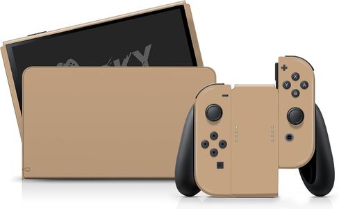 تصميم مبتكر كلاسيكي بلون موحد متوافق مع غلاف Nintendo Switch OLED - مجموعة ملصقات OLED من الفينيل 3M لجهاز Nintendo Switch - لون بسيط لوحدة التحكم، وDock، وJoy Con - ملصق ملتف بالكامل (Brown Latte) in Kuwait
