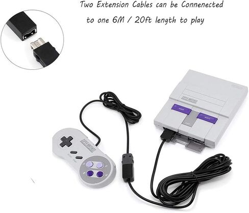 كابل تمديد وحدة التحكم Linpote 2 حزمة سلك طاقة تمديد 3M 10ft لجهاز تحكم Nintendo SNES Classic Edition (2017) وMini NES Classic Edition (2016) in Kuwait