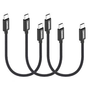 COSOOS 3 حزم كابلات USB C قصيرة إلى USB-C 60 وات (10 بوصات / 26 سم) كابلات نايلون مضفرة للشحن السريع والمزامنة من النوع C، سلك لهاتف Samsung Galaxy S21/S20+ Ultra/S10، Note 20/10/9، Air 2020، iPad Pro ، شاحن بي دي سي