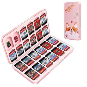 OLDZHU Cute Switch Case Holder Compatible with Nintendo Switch&Switch OLED, Pink Storage for 24 Game Cartridges and 24 Micro SD Cards in Saudi Arabia