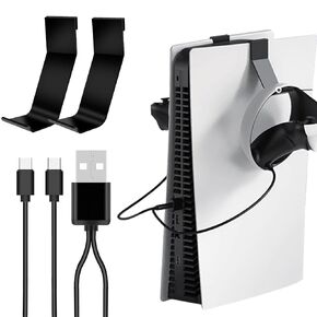 حامل وحدة تحكم PS5، سلك شحن 2 في 1 USB إلى نوع C لجهاز PS5، قطعتان من سماعات الرأس وحامل تخزين وحدة التحكم ملحقات PS5 المتوافقة مع Playstation5 in Kuwait