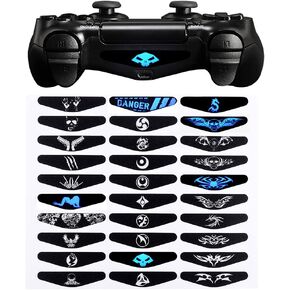 eXtremeRate 30 Pcs/Set Color Artwork Pattern Signs Led Lightbar Cover for PS4 Controller, Custom Light Bar Decals Stickers Flim for PS4 Slim Pro Controller Skins
