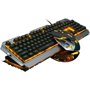 Keyboard and Mouse Combo Wired Backlit Keyboard,Colorful Mouse Keyboard Set,Lighted Gaming Keyboad,USB Gamer Keyboard Combo,Rainbow LED Keyboard Metal Panel,for Prime Xbox One PS4 PS5 Games