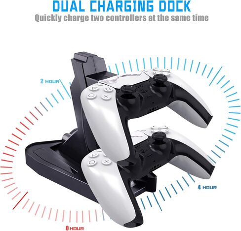 PS5 Controller Charger Station, Metatze Dual Charger Dock Station with Led Indicator USB Type-C Fast Charging Station Compatible with Sony Playstation 5 DualSense Controller Accessories (Black) in Kuwait
