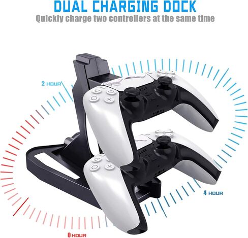 PS5 Controller Charger Station, Metatze Dual Charger Dock Station with Led Indicator USB Type-C Fast Charging Station Compatible with Sony Playstation 5 DualSense Controller Accessories (Black) in Saudi Arabia