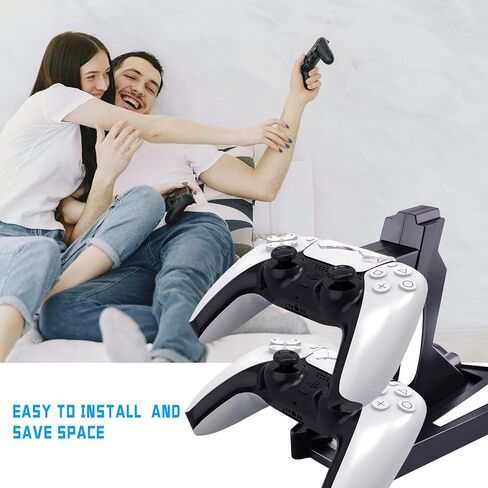 PS5 Controller Charger Station, Metatze Dual Charger Dock Station with Led Indicator USB Type-C Fast Charging Station Compatible with Sony Playstation 5 DualSense Controller Accessories (Black) in Saudi Arabia