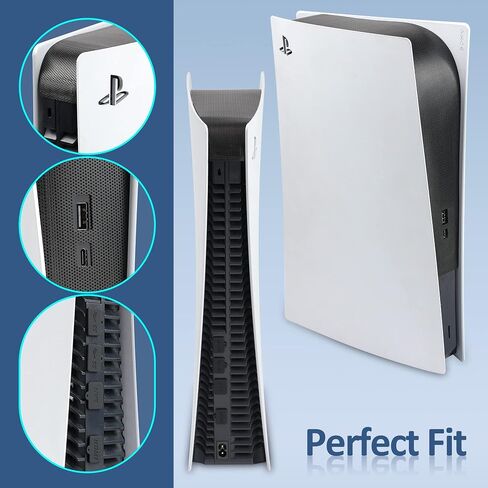 حامل تثبيت على الحائط لجهاز بلاي ستيشن 5 (PS5)، دعامة تثبيت قوية 5 في 1 لجهاز PS5، وحدة تحكم قابلة للفصل وحامل سماعة الرأس، تبديد الحرارة، مع مستوى الروح وحصيرة غير قابلة للانزلاق (مع غطاء غبار) in Kuwait