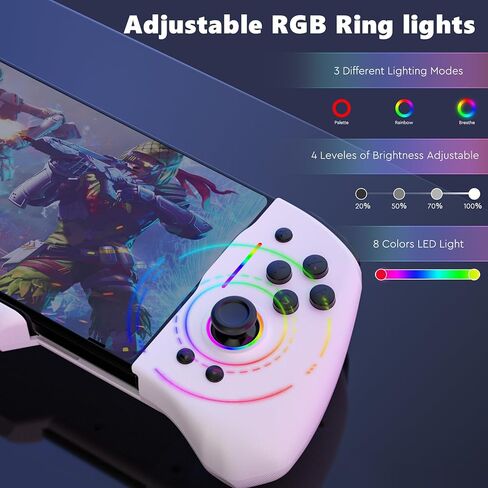 وحدة تحكم معززة سبليت باد برو للتبديل/تبديل OLED، قطعة واحدة من Joypad قبضة محمولة مع ضوء LED قابل للتعديل، توربو، رسم الخرائط، اهتزاز مزدوج، التحكم في الحركة (أبيض) in Saudi Arabia