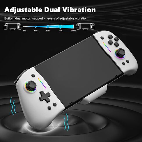 وحدة تحكم معززة سبليت باد برو للتبديل/تبديل OLED، قطعة واحدة من Joypad قبضة محمولة مع ضوء LED قابل للتعديل، توربو، رسم الخرائط، اهتزاز مزدوج، التحكم في الحركة (أبيض) in Saudi Arabia