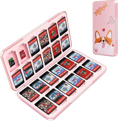 OLDZHU Cute Switch Case Holder Compatible with Nintendo Switch&Switch OLED, Pink Storage for 24 Game Cartridges and 24 Micro SD Cards in Saudi Arabia