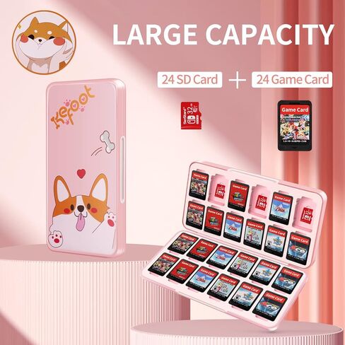OLDZHU Cute Switch Case Holder Compatible with Nintendo Switch&Switch OLED, Pink Storage for 24 Game Cartridges and 24 Micro SD Cards in Saudi Arabia