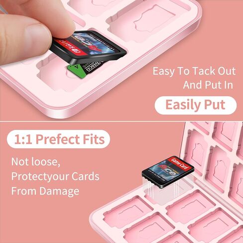 OLDZHU Cute Switch Case Holder Compatible with Nintendo Switch&Switch OLED, Pink Storage for 24 Game Cartridges and 24 Micro SD Cards in Saudi Arabia