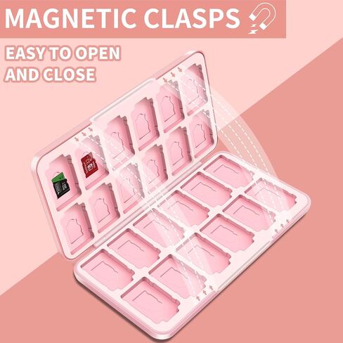 OLDZHU Cute Switch Case Holder Compatible with Nintendo Switch&Switch OLED, Pink Storage for 24 Game Cartridges and 24 Micro SD Cards in Saudi Arabia