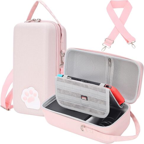 Blue Cat Paw Carrying Storage Case Compatible with Nintendo Switch/Switch OLED Model, Portable Travel Hard Shell Bag with Handle and Shoulder Strap for Switch Console, Pro Controller, Accessories. in Saudi Arabia