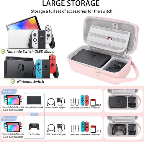 Blue Cat Paw Carrying Storage Case Compatible with Nintendo Switch/Switch OLED Model, Portable Travel Hard Shell Bag with Handle and Shoulder Strap for Switch Console, Pro Controller, Accessories. in Saudi Arabia