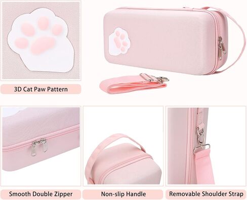 Blue Cat Paw Carrying Storage Case Compatible with Nintendo Switch/Switch OLED Model, Portable Travel Hard Shell Bag with Handle and Shoulder Strap for Switch Console, Pro Controller, Accessories. in Saudi Arabia