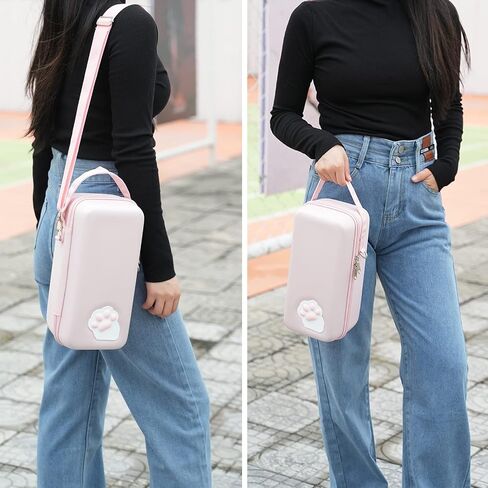 Blue Cat Paw Carrying Storage Case Compatible with Nintendo Switch/Switch OLED Model, Portable Travel Hard Shell Bag with Handle and Shoulder Strap for Switch Console, Pro Controller, Accessories. in Saudi Arabia