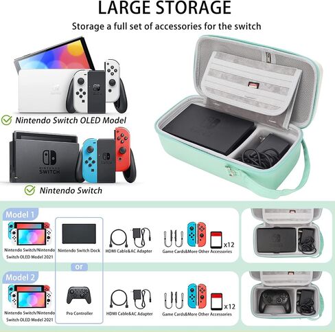 Blue Cat Paw Carrying Storage Case Compatible with Nintendo Switch/Switch OLED Model, Portable Travel Hard Shell Bag with Handle and Shoulder Strap for Switch Console, Pro Controller, Accessories. in Saudi Arabia