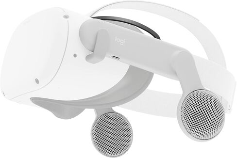Logitech Chorus VR Off-Ear Headset for Meta Quest 2, Designed for Gaming and VR Fitness, Lightweight, Open air immersive Audio, flip to Mute, USB-C passthrough - White (Renewed) in Saudi Arabia