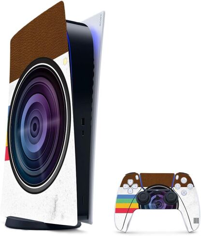 MightySkins Gaming Skin for PS5 / PlayStation 5 Bundle - Vintage Polaroid | Protective Viny wrap | Easy to Apply and Change Style | Made in The USA in Saudi Arabia