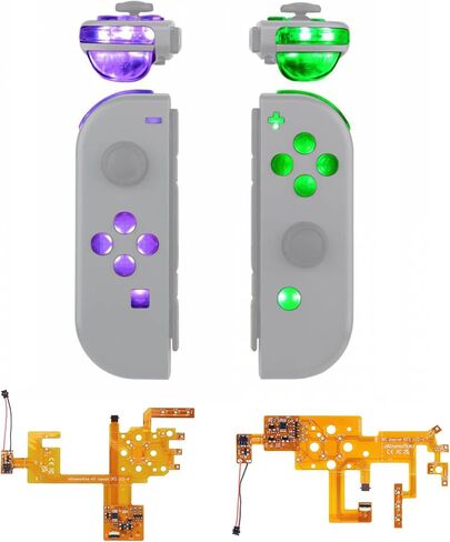 eXtremeRate 7 Colors 9 Modes NS Joycon DFS LED Kit for Nintendo Switch, Multi-Colors Luminated ABXY Trigger Face Buttons for Nintendo Switch & Switch OLED Model Joy-Con - JoyCon NOT Included in Saudi Arabia