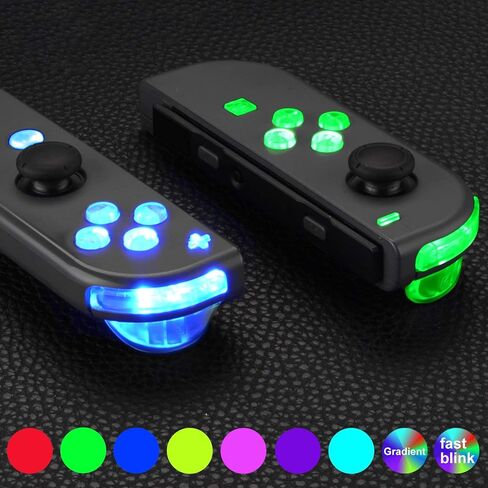 eXtremeRate 7 Colors 9 Modes NS Joycon DFS LED Kit for Nintendo Switch, Multi-Colors Luminated ABXY Trigger Face Buttons for Nintendo Switch & Switch OLED Model Joy-Con - JoyCon NOT Included in Saudi Arabia