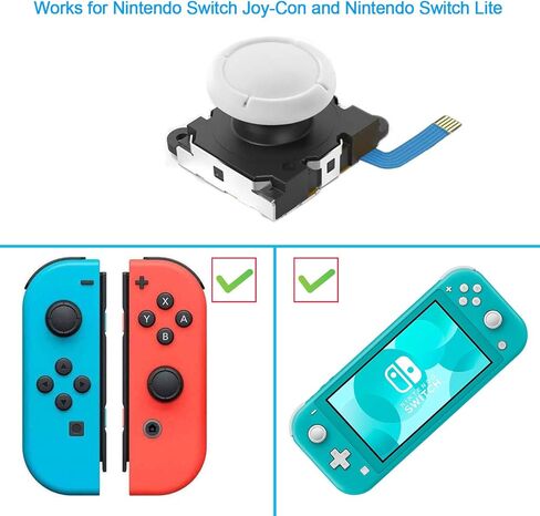 عصا التحكم التناظرية بمقبض تحكم جوي كون من قطعتين باللون الأبيض من شركة فيانك لأجهزة تحكم نينتيندو سويتش لايت جوي كون - مع مجموعة أدوات الإصلاح Y00 ثلاثية الأجنحة، 1.5 مفك براغي، أدوات حصيق، 4 أغطية in Kuwait