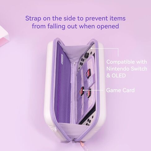 حقيبة حمل GeekShare Vintage Time Machine متوافقة مع Nintendo Switch/Switch OLED - حقيبة حمل صلبة محمولة ذات سعة كبيرة تناسب وحدة التحكم وملحقاتها (أرجواني) in Saudi Arabia