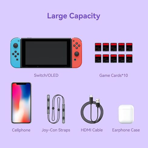 حقيبة حمل GeekShare Vintage Time Machine متوافقة مع Nintendo Switch/Switch OLED - حقيبة حمل صلبة محمولة ذات سعة كبيرة تناسب وحدة التحكم وملحقاتها (أرجواني) in Saudi Arabia