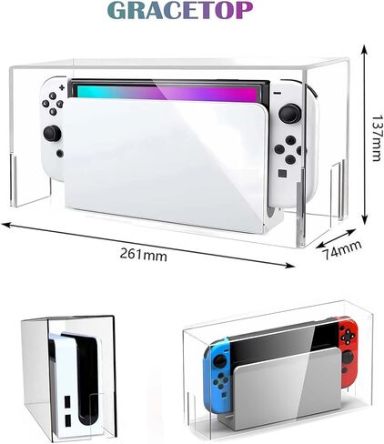 غطاء صندوق عرض شفاف للغبار لمنصة التبديل/قاعدة OLED (الغطاء فقط)، حافظة واقية شفافة مقاومة للماء والغبار تدعم نينتندو سويتش/قاعدة OLED in Kuwait