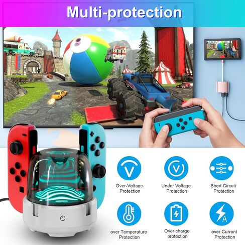 محطة شحن TREE.NB بـ 7 ألوان LED Switch Joy-Con متوافقة مع نينتندو سويتش/سويتش OLED، منصة شاحن وحدة تحكم محمولة مع مؤشر LED وكابل شاحن in Saudi Arabia
