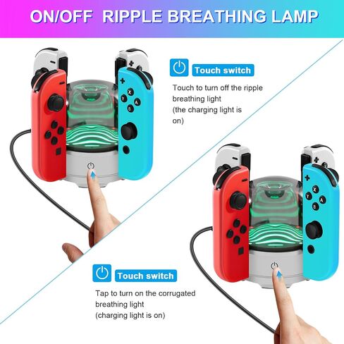 محطة شحن TREE.NB بـ 7 ألوان LED Switch Joy-Con متوافقة مع نينتندو سويتش/سويتش OLED، منصة شاحن وحدة تحكم محمولة مع مؤشر LED وكابل شاحن in Saudi Arabia