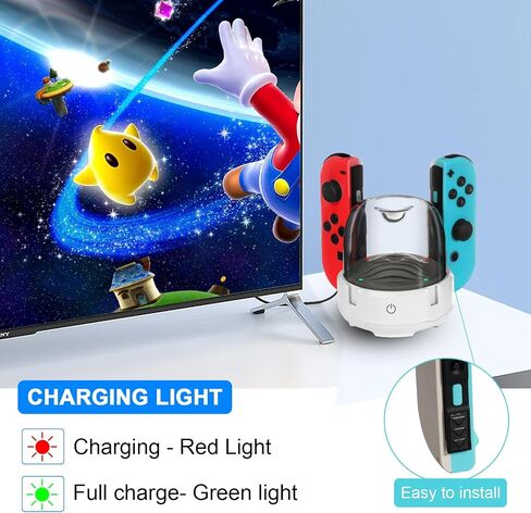 محطة شحن TREE.NB بـ 7 ألوان LED Switch Joy-Con متوافقة مع نينتندو سويتش/سويتش OLED، منصة شاحن وحدة تحكم محمولة مع مؤشر LED وكابل شاحن in Saudi Arabia