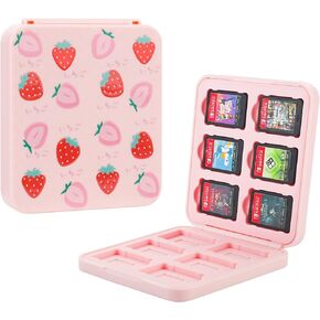 Pink Game Case for Nintendo Switch and Switch OLED, Cute Bunny Storage Card Box with 12 Game Cards Cartridge and 12 SD Cards Slots, Portable Switch Games Holder with Magnetic Design