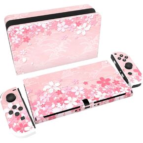 PlayVital Full Set Protective Stickers for Nintendo Switch OLED Model, Customized Vinyl Decal Skins for Switch OLED Console & Joycon & Dock & Grip - Blue Galaxy in Saudi Arabia