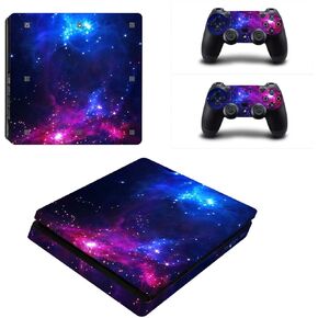 Vanknight Vinyl Decal Skin Stickers Cover for Regular PS-4 Console Play Station 4 Controllers Galaxy Space Purple