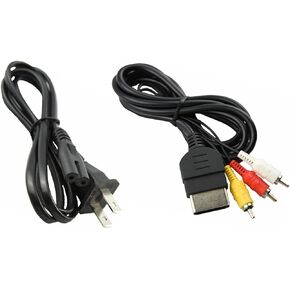 مصدر طاقة التيار المتردد + كابل محول الصوت والفيديو RCA AV لمجموعة حزمة نظام وحدة تحكم ألعاب XBox الأصلية in Kuwait