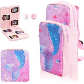 GLDRAM Theme for Mario Switch Travel Bag, Cute Carrying Bag for Nintendo Switch 2/NS/OLED/Lite, Breathable Switch Crossbody Shoulder Backpack Accessories Bundle with 12 Slots Game Case Holder & Thumb Caps in Saudi Arabia