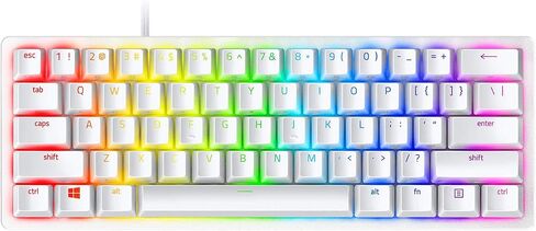 لوحة مفاتيح الألعاب Razer Huntsman Mini 60%: أسرع مفاتيح لوحة المفاتيح على الإطلاق - مفاتيح بصرية خطية - إضاءة Chroma RGB - أغطية مفاتيح PBT - ذاكرة داخلية - أبيض زئبقي (متجدد) in Saudi Arabia