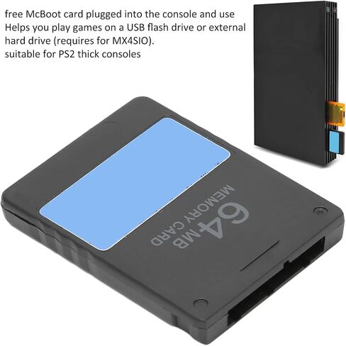 بطاقة FMCB Free McBoot، بطاقة ذاكرة وحدة تحكم الألعاب سعة 64 ميجابايت، لجهاز PS2 السميك، بطاقة البرنامج الخارجية FMCB V1.966، تخزين الملفات والألعاب، التوصيل والتشغيل in Saudi Arabia