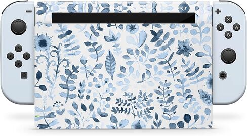 TACKY DESIGN Flowers Skin Compatible with Nintendo Switch Skin, Blue Vinyl 3m Decal Stickers Full Cover in Saudi Arabia