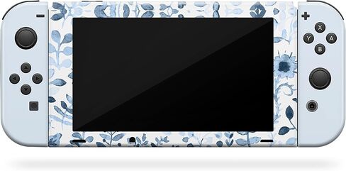 TACKY DESIGN Flowers Skin Compatible with Nintendo Switch Skin, Blue Vinyl 3m Decal Stickers Full Cover in Saudi Arabia