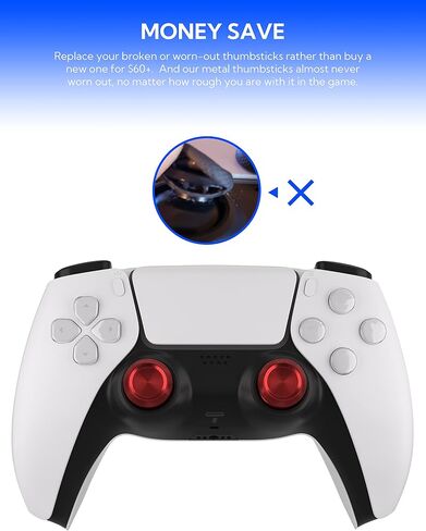 Metal Thumbsticks for PS5 Controller, Aluminum Joystick Replacement Kit for Dualsense Controller Accessories (Black) in Saudi Arabia