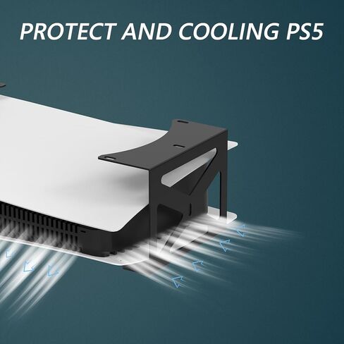 حامل Geekria تحت المكتب متوافق مع حامل وحدة التحكم Playstation 5، حامل من سبائك الألومنيوم مناسب لملحقات ألعاب أقراص PS5 (أسود) in Kuwait
