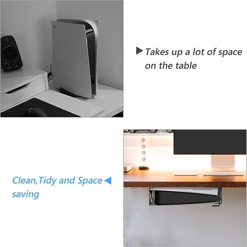 حامل Geekria تحت المكتب متوافق مع حامل وحدة التحكم Playstation 5، حامل من سبائك الألومنيوم مناسب لملحقات ألعاب أقراص PS5 (أسود) in Kuwait